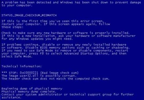 STATUS_IMAGE_CHECKSUM_MISMATCH