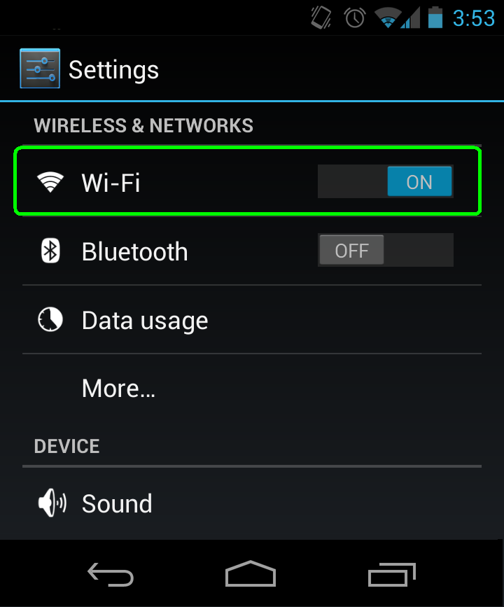 Включить WiFi на android