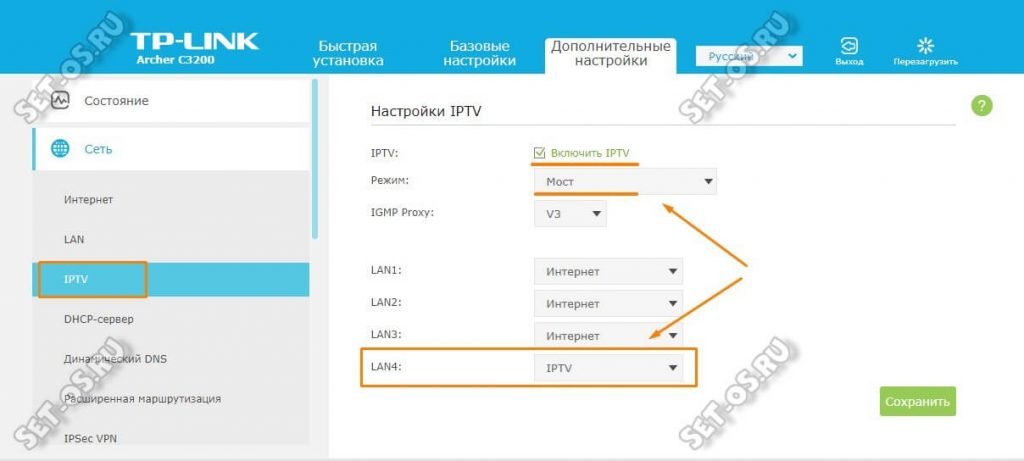 настройка iptv на tp-link