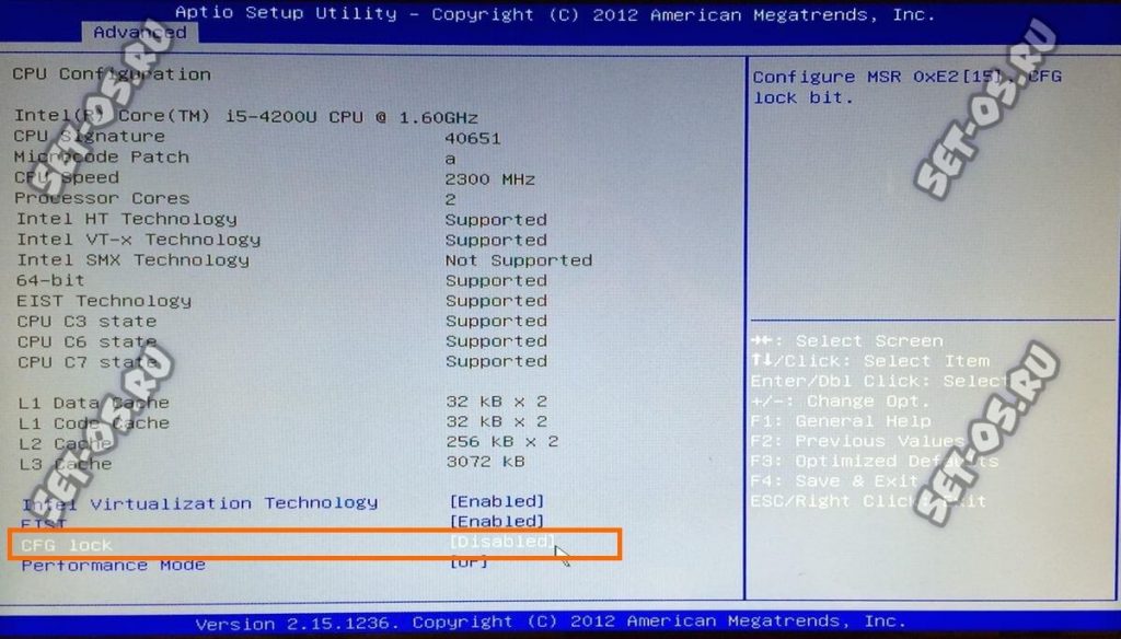 что такое CFG Lock в bios